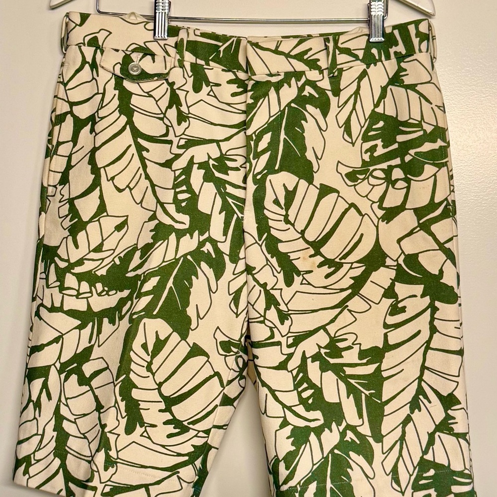 Thom Browne for Black fleece Green & White Palm Leaf Print Shorts